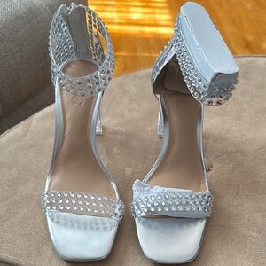 Elegant Silver Studded Women's Heels